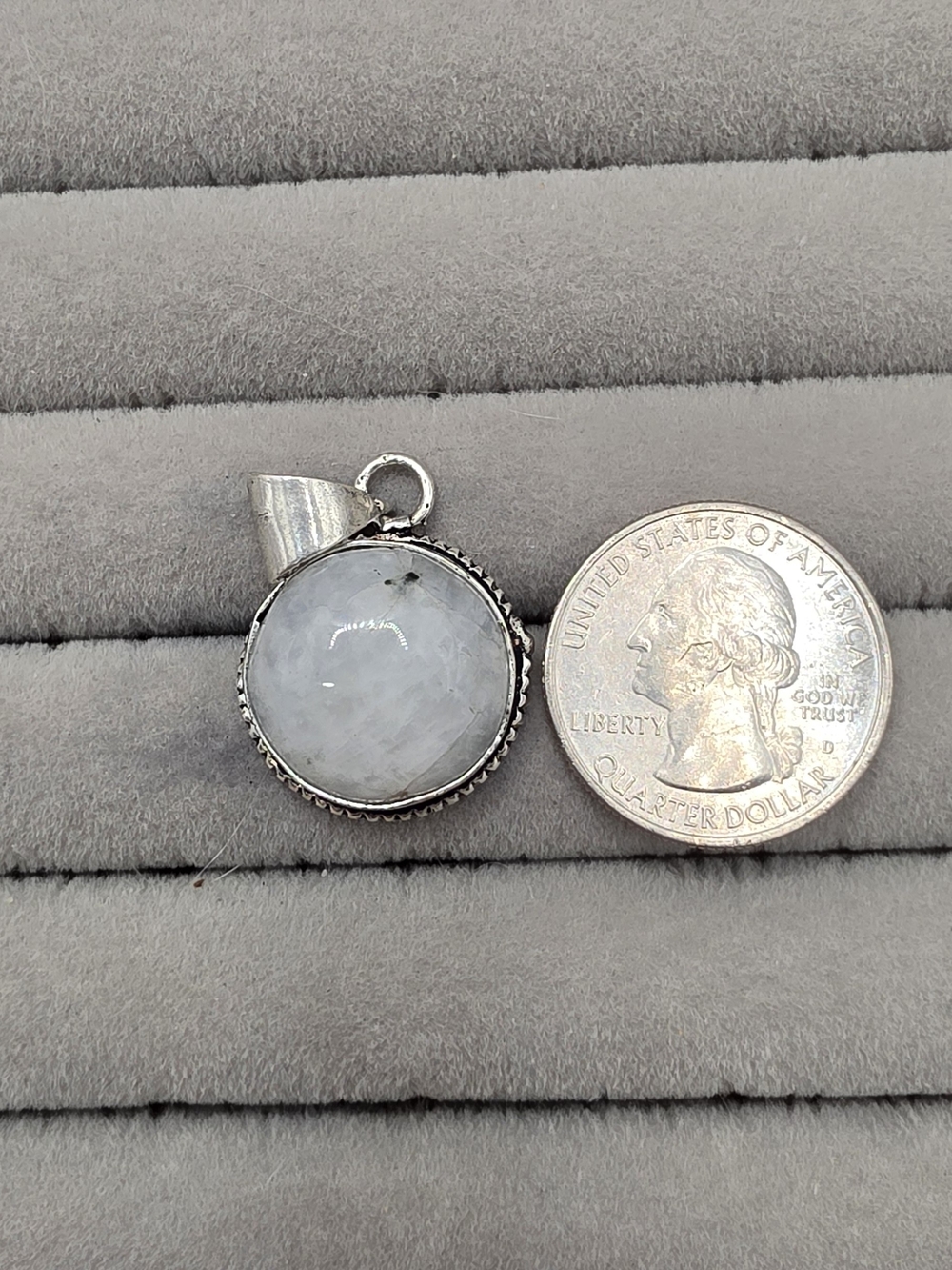 Silver Plated Moonstone Pendant - White Moonstone Gem Pendant